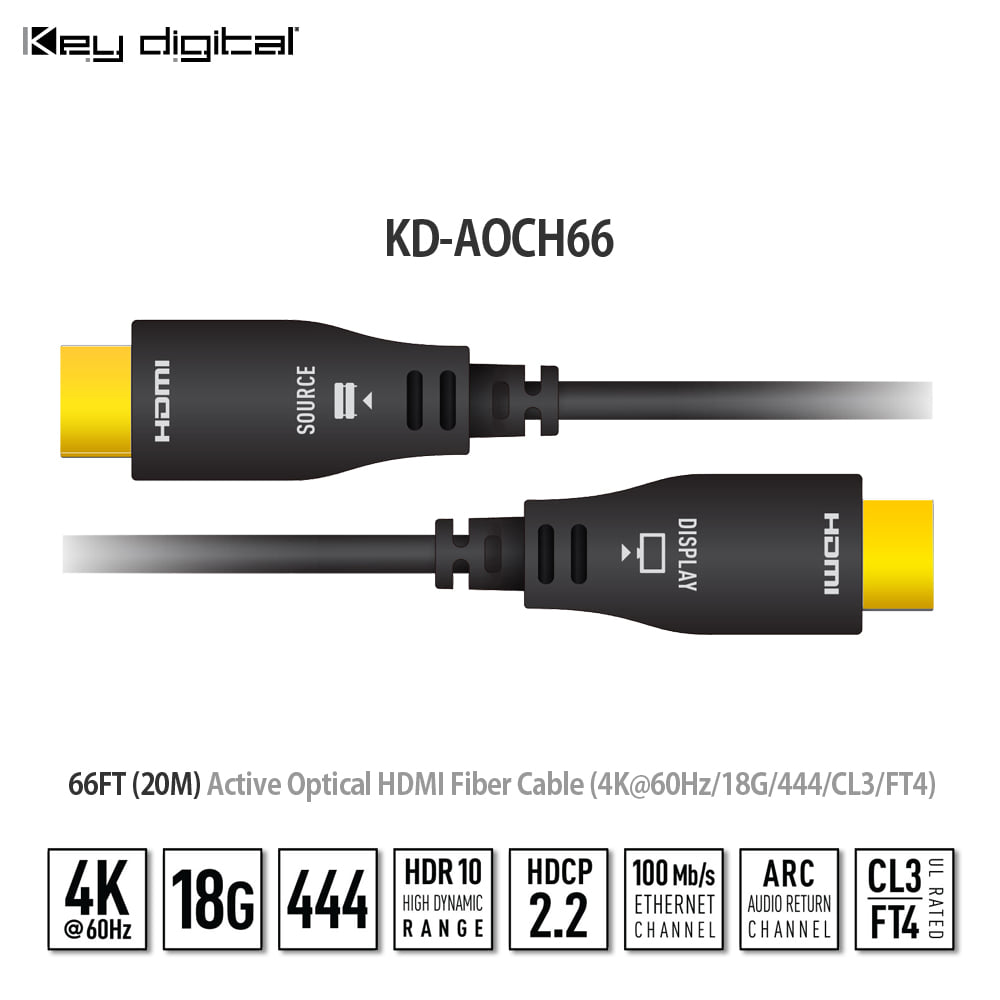 HDMI 2.0A 광 케이블 20M KD-AOCH66